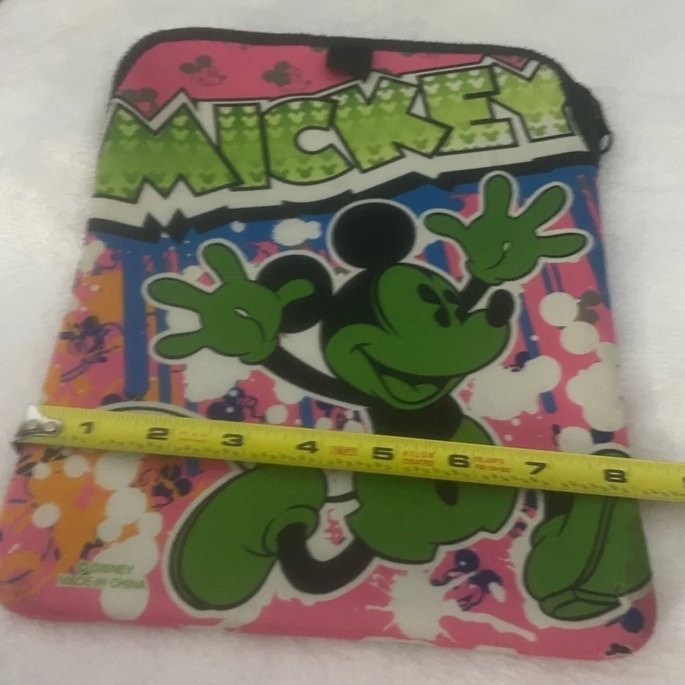 Disney Mickey Mouse Graffiti Tablet/iPad Sleeve Zipper Case Neon Green Pink